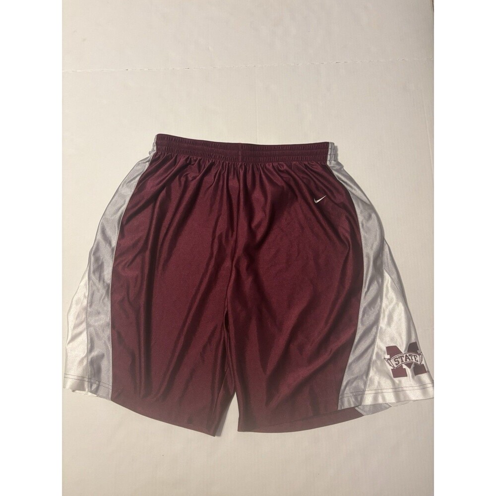 Vintage Y2K Nike Team Men's Maroon/Silver Mississippi State Basketball Shorts XL
